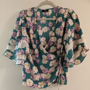 Vici flowered wrapped blouse